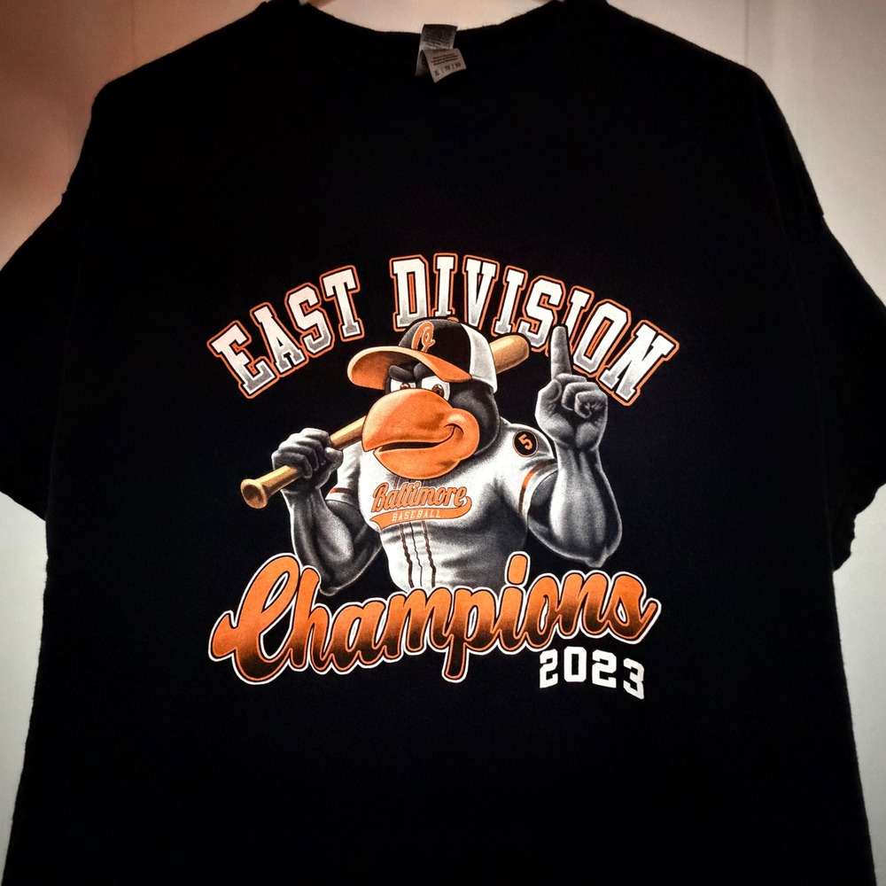Baltimore Orioles MLB East Division Champions Graphic Black T-Shirt Sz Mens XL